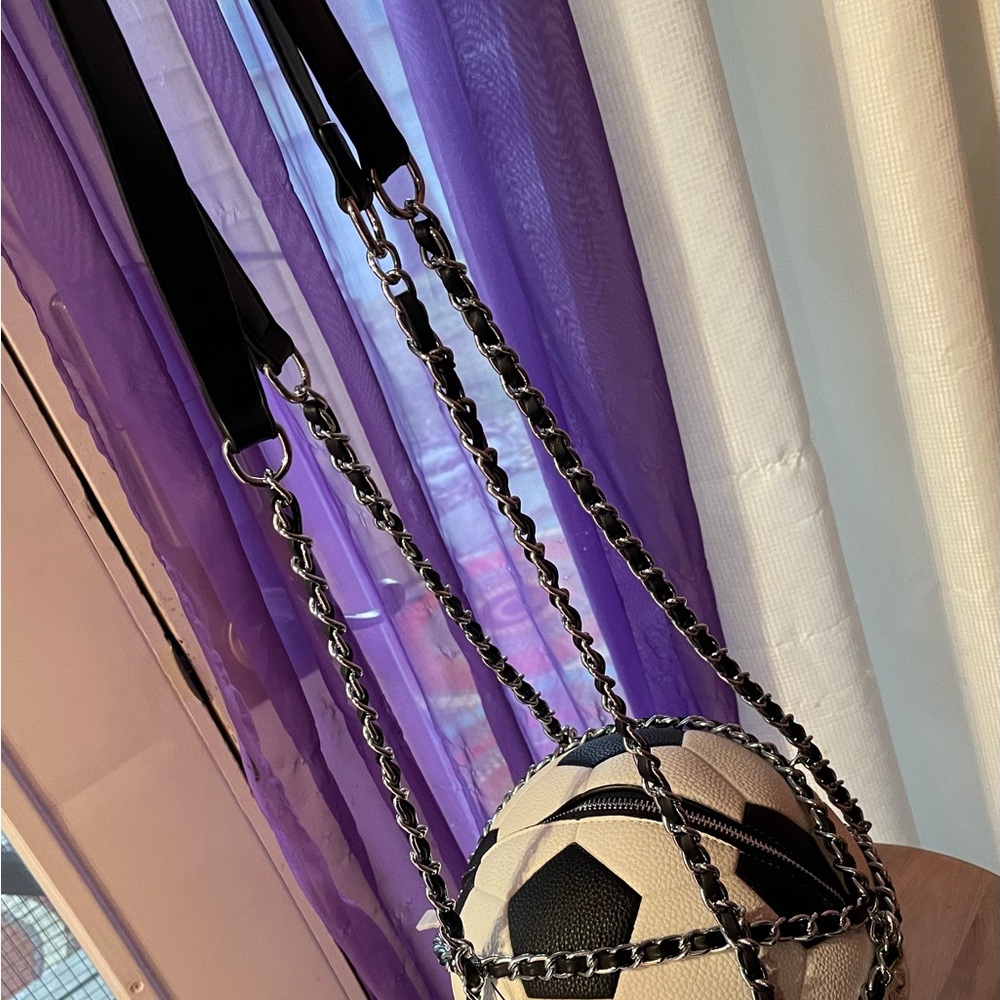 Black and White Soccer Ball Crossbody Backpack - Picture 2 of 2